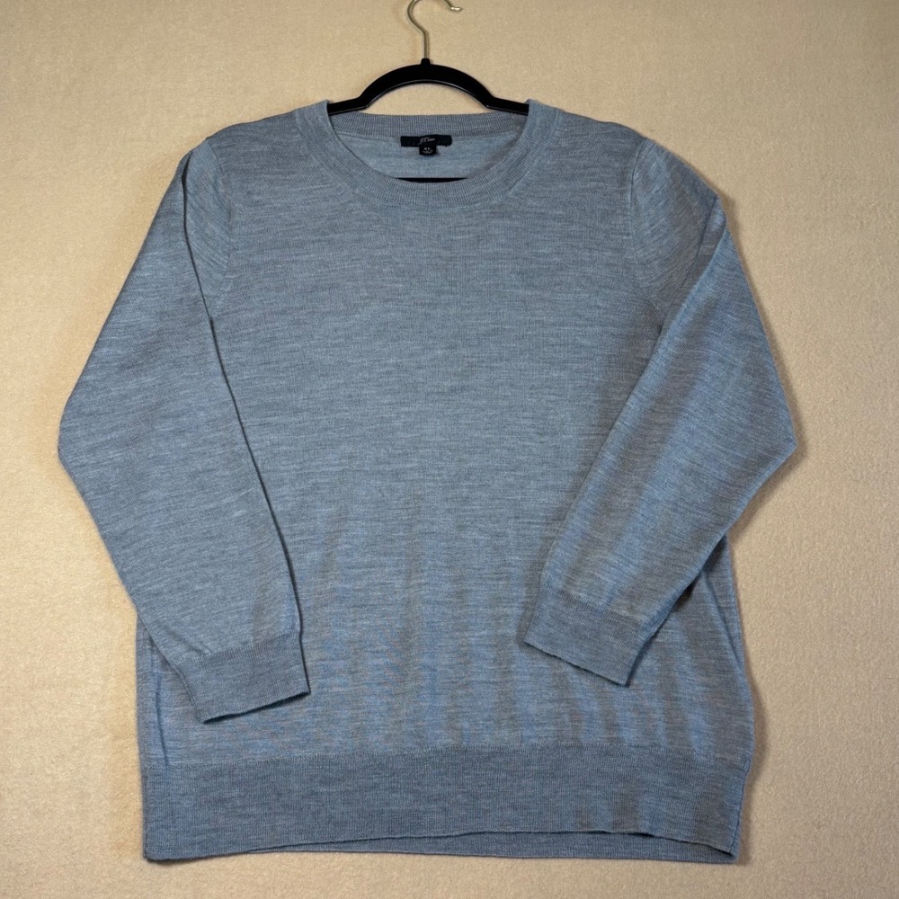 J.Crew Mens XL Heather Grey 100% Merino Wool Crewneck Sweater E1277 FA19